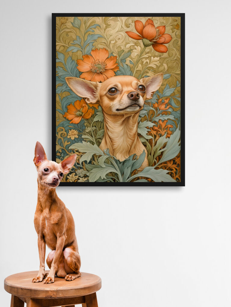 William Morris Style Custom Pet Portrait - Art Print
